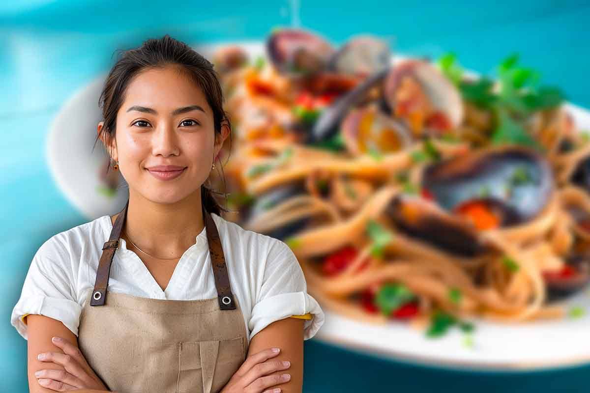 Linguine cozze e fiori di zucca la ricetta